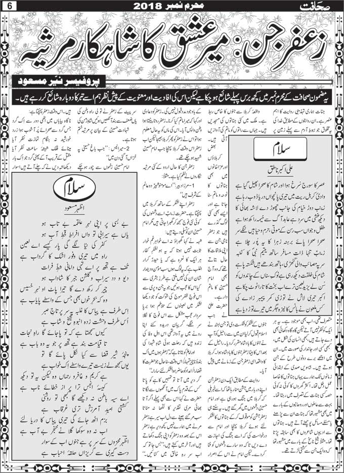 Ali Akbar Natak, Azhar Masood Salam Article, Professor Nayyar Masood